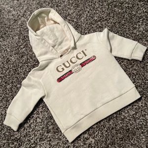 Gucci Cream Kids Hoodie with Red and Green Accents